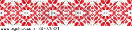 Tibetan Fabric. Red, Black, White Seamless Texture. Abstract Batik Design. Seamless Tie Dye Ornament