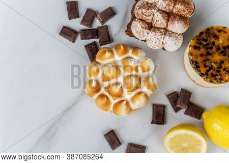 Mini Chocolate, Lemon Pie And Passion Fruit Cake.