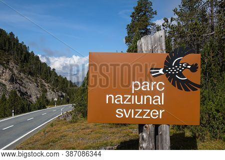 Fuorn Pass, Switzerland - September 10, 2020: The Swiss National Park Is Located In The Western Rhae