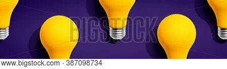 Yellow Light Bulb Pattern With Shadow - Flat Lay