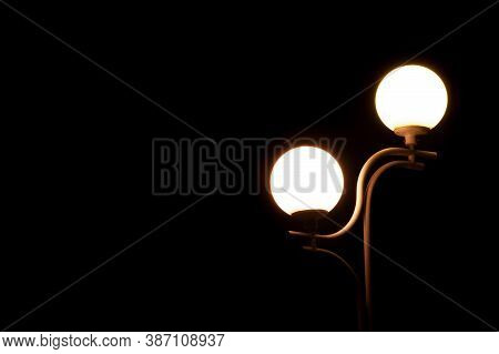 Lanterns Against The Background Of The Night Sky, Mysterious Light
