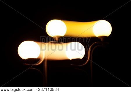Burning Lanterns Against The Background Of The Night Sky, Mysterious Yellow Light