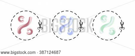 Cut Coupons. Linear Coupons With Sign Sale On White Background. Concept Vector Illustration