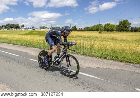 Bourgoin-jallieu, France - 07, May, 2017: The Spanish Cyclist Imanol Erviti Ollo Of Movistar Team Ri