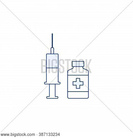 Vaccination Thin Line Icon Isolated On White Background. Outline Vaccine Medicine. Medical Design Sy