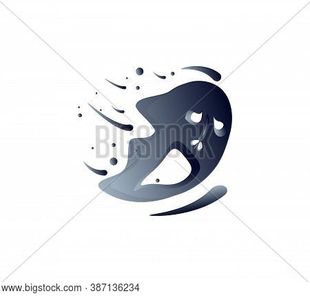Spooky Blurred Ghost For Halloween Designs. Flying Wicked Ghostly Spook Or Spirit. Flat Art Vector I