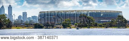 Perth, Wa / Australia - 02/17/2018 Optus Stadium View From The Swan River, Perth Wa
