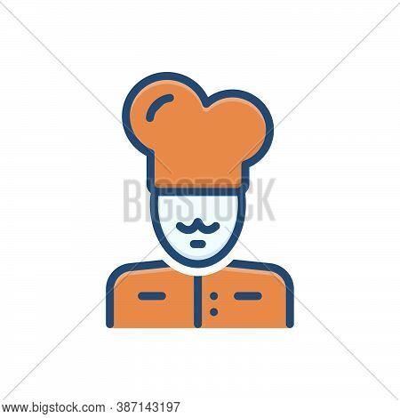 Color Illustration Icon For Masterchief Cook Baker Cooking Person Chef Professional Occupation