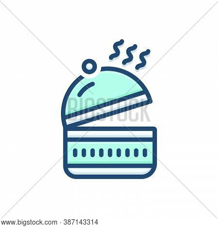 Color Illustration Icon For Luncheon Box Open Food Lunch