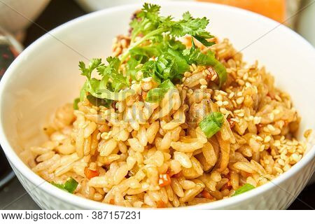 Chahan With Seafood, Rice, Vegetables And Soy Sauce