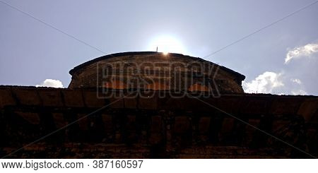 District Katni, India - October 10, 2019: Sun Shining View On The Top At Ancient Fort In Vijayraghav