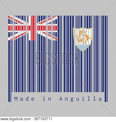 Barcode Set The Color Of Anguilla Flag, Blue Ensign With The British Flag And The Coat Of Arms Of An