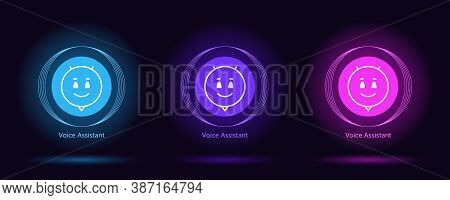 Virtual Voice Assistant, Personal Chat Bot. Vector Set Of Virtual Bots For Mobile Interface And Voic