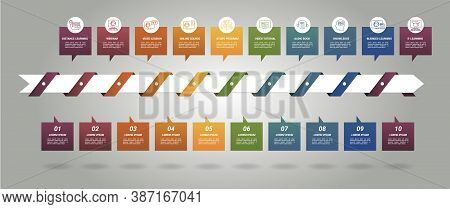 Infographic E-learning Template. Icons In Different Colors. Include Distance Learning, E-learning, B