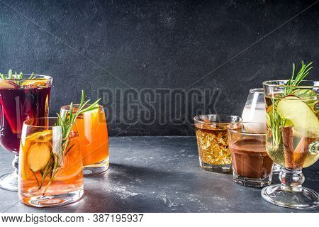 Various Autumn Winter Alcohol Cocktails