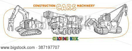Funny Constuction Cars With Eyes Coloring Book Set
