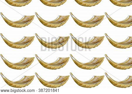 Shofar Horn Pattern. Shofar Isolated On White. Yom Kippur, Rosh Hashanah Jewish Holiday Symbol.