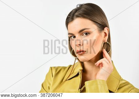 Charming Appearance. Naturalness And Artlessness In Makeup. Sexy Girl Sensual Woman. Pretty Face. Fe