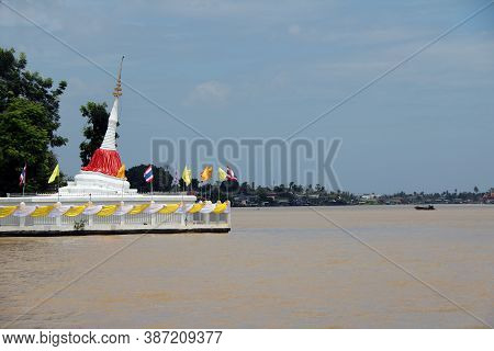 Pagoda At Koh Kret (kret Island In Chao Phraya River) Ii Is About 300 Years Old. It Is Tilting The B