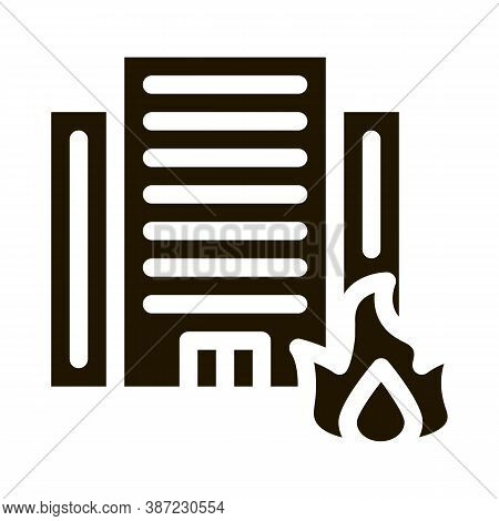 Burning Building House Glyph Icon Vector. Burning Building House Sign. Isolated Symbol Illustration