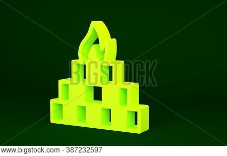 Yellow Yagna Icon Isolated On Green Background. Minimalism Concept. 3d Illustration 3d Render