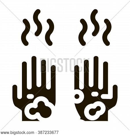 Dirty And Smelly Hands Glyph Icon Vector. Dirty And Smelly Hands Sign. Isolated Symbol Illustration