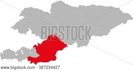 Osh Province Isolated On Kyrgyzstan Map. Business Concepts And Backgrounds.