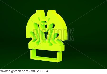Yellow Gargoyle On Pedestal Icon Isolated On Green Background. Minimalism Concept. 3d Illustration 3