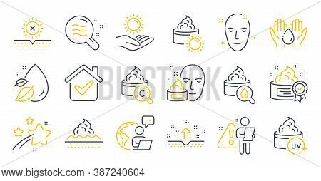 Set Of Beauty Icons, Such As Skin Condition, Skin Care, No Sun Symbols. Uv Protection, Cream, Face C