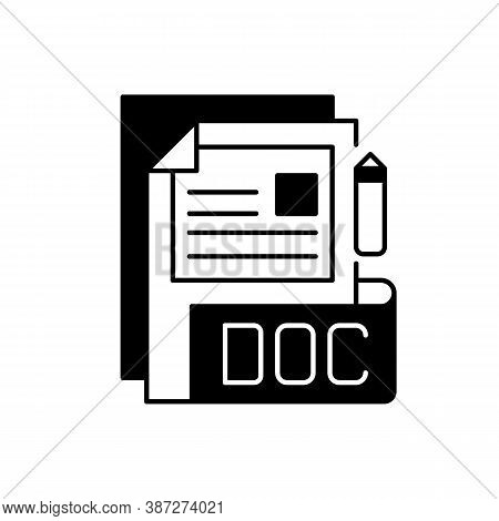Doc File Black Linear Icon. Document File Format. Word Processing Software. Formatted Text, Images, 