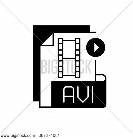 Avi File Black Linear Icon. Audio Video Interleave. Filename Extension. Audio And Video Data. Multim