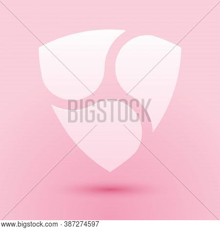 Paper Cut Cryptocurrency Coin Nem Xem Icon Isolated On Pink Background. Physical Bit Coin. Digital C
