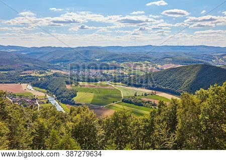 View From Teufelskanzel To The Werra Valley In Germany.