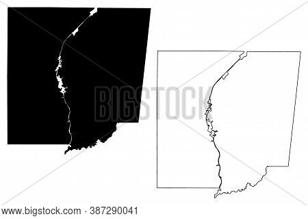 Monroe County, Mississippi (u.s. County, United States Of America, Usa, U.s., Us) Map Vector Illustr