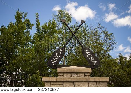 Oscoda, Michigan, Usa - July 20, 2020: Monument For The Au Sable River Canoe Marathon In The Huron M