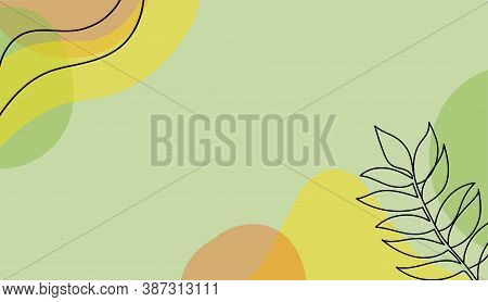 Autumn Leaf Ina Hand Drawn Linear Style On Colorful Background.