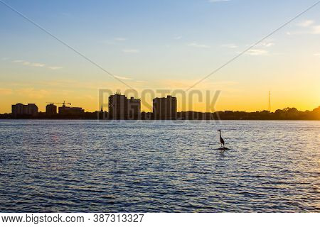 Sunrise Over Sarnia, Ontario. Beautiful Sunrise Over The Waterfront District Of Sarnia In The Canadi