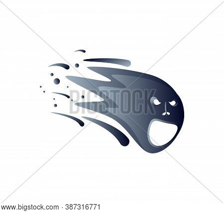Spooky Blurred Ghost For Halloween Designs. Flying Wicked Ghostly Spook Or Spirit. Flat Art Vector I