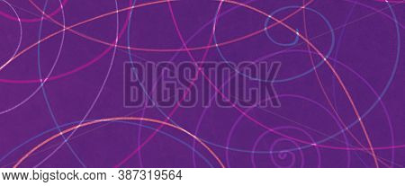 Random Scrawl Illustration. Pink Abstract Pencil Spiral. Modern School Design. Purple Geometric Scri