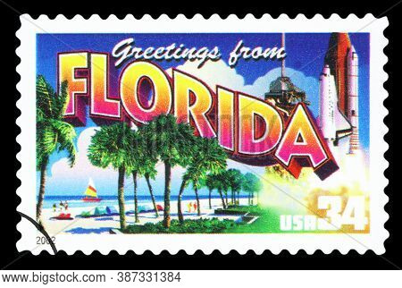 United States Of America - Circa 2002: A Postage Stamp Printed In Usa Showing An Image Of The Florid