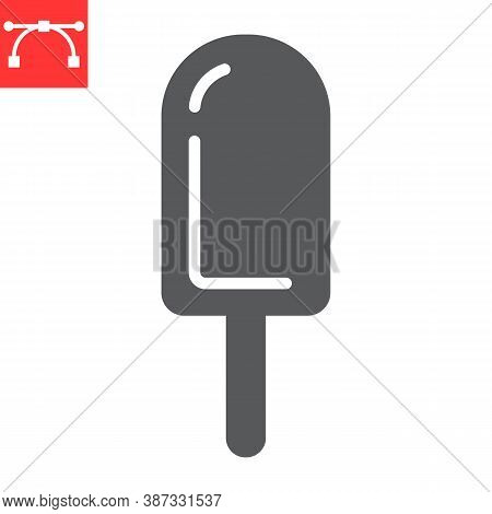Ice Cream On Stick Glyph Icon, Dessert And Delicious, Chocolote Stick Ice Cream Sign Vector Graphics