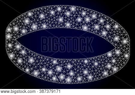 Glare Mesh Polygonal Gold Ring With Light Spots. Illuminated Vector Constellation Created From Gold 