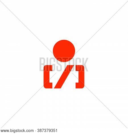 The Logo Resembles A Human Shape With Square Brackets. Logo For Programmers And Software Developers