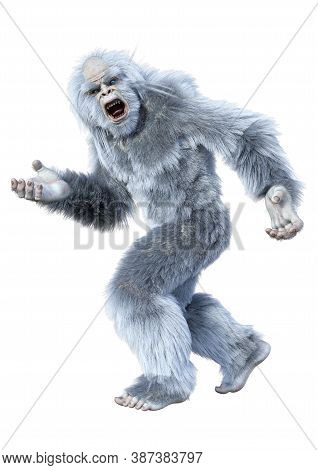 3D Rendering Yeti On White