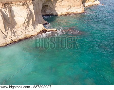 The Coastline With Cliffs And Caves At The Plemmirio, Syracuse