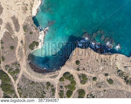 The Coastline With Cliffs And Caves At The Plemmirio, Syracuse