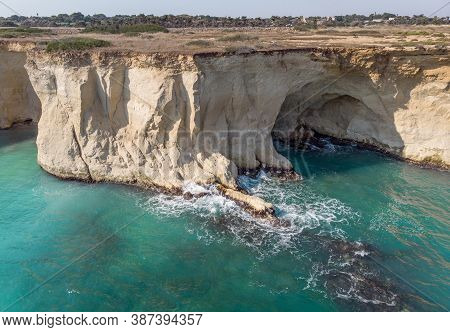 The Coastline With Cliffs And Caves At The Plemmirio, Syracuse