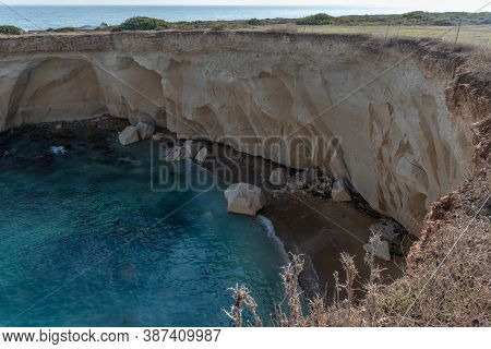 The Coastline With Cliffs And Caves At The Plemmirio, Syracuse