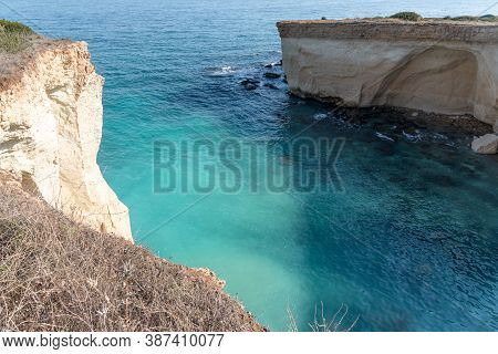 The Coastline With Cliffs And Caves At The Plemmirio, Syracuse