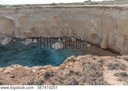 The Coastline With Cliffs And Caves At The Plemmirio, Syracuse